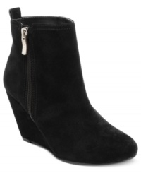 Let the sultry suede upper of BCBGeneration's Weslee platform wedge booties set the scene for your glamorous days. Let the sultry suede upper of BCBGeneration's Weslee platform wedge booties set the scene for your glamorous days.