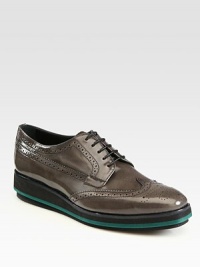 Lace-up spazzolato design with a micro platform and wing-tip detail. Foam wedge, 1¼ (30mm)Foam platform, ¾ (20mm)Compares to a ½ heel (15mm)Leather upperLeather liningRubber solePadded insoleMade in ItalyOUR FIT MODEL RECOMMENDS ordering true size. Lace-up spazzolato design with a micro platform and wing-tip detail. Foam wedge, 1¼ (30mm)Foam platform, ¾ (20mm)Compares to a ½ heel (15mm)Leather upperLeather liningRubber solePadded insoleMade in ItalyOUR FIT MODEL RECOMMENDS ordering true size.