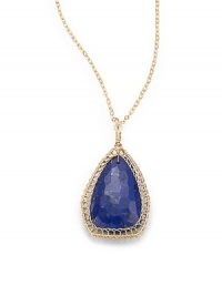 THE LOOKAbstract teardrop lapis pendant14k gold-filled wire and chainLobster claspTHE MEASUREMENTPendant drop, about 1½Length, about 18ORIGINMade in USA