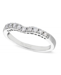 A perfect choice for that special day. Le Vian's wedding band dazzles with a row of round-cut diamonds (1/4 ct. t.w.). Set in 14k white gold. Size 7. A perfect choice for that special day. Le Vian's wedding band dazzles with a row of round-cut diamonds (1/4 ct. t.w.). Set in 14k white gold. Size 7.