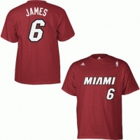 Lebron James Miami Heat Adidas Red NBA Player T-Shirt Lebron James Miami Heat Adidas Red NBA Player T-Shirt