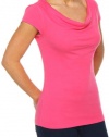 Three Dots Women's Cap Sleeve Cowl Neck Top