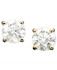 Every girl should own a pair. Sparkling stud earrings feature round-cut diamonds (1/5 ct. t.w.) set in polished, 14k gold. Approximate diameter: 3 mm. Every girl should own a pair. Sparkling stud earrings feature round-cut diamonds (1/5 ct. t.w.) set in polished, 14k gold. Approximate diameter: 3 mm.