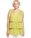 Leave them wanting more in Style&co.'s sleeveless plus size top, featuring a tiered front and crocheted back.