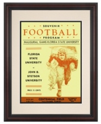 It wasn't a great start, but it was still an historic first game for Florida State. A unique souvenir, this restored cover art from the Seminoles' 1947 debut is matted and beautifully framed in cherry-finished wood for proud alums and college football fans. It wasn't a great start, but it was still an historic first game for Florida State. A unique souvenir, this restored cover art from the Seminoles' 1947 debut is matted and beautifully framed in cherry-finished wood for proud alums and college football fans.