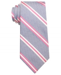 Refresh your work wardrobe. A pumped-up palette gives this striped skinny tie from Penguin extra presence. Refresh your work wardrobe. A pumped-up palette gives this striped skinny tie from Penguin extra presence.