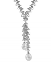 Rice is nice. This necklace, crafted from sterling silver, features the stylish design, as well as cultured freshwater pearls (9-11 mm) for an elegant touch. Approximate length: 18 inches. Approximate drop: 2 inches.