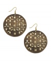 Folksy style made chic! The basket weave pattern on these brown tone Style&co. disc drop earrings make them a stylish must-have for your collection. Crafted in antiqued gold tone mixed metal. Approximate drop: 2 inch.