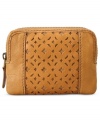 Buttery-soft embossed leather with fine detail stitching adorns this vintage-inspired design from Fossil. Plenty of interior compartments to stow coins, cash, cards and ID, while zip around closure keeps them safe and secure.
