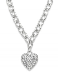 Simply enamored. You'll adore Charter Club's lovely heart pendant with its pave-set crystals and polished silver tone mixed metal setting. Approximate length: 16-1/4 inches + 3-inch extender. Approximate drop: 1 inch. Item comes packaged in a signature gift box. Simply enamored. You'll adore Charter Club's lovely heart pendant with its pave-set crystals and polished silver tone mixed metal setting. Approximate length: 16-1/4 inches + 3-inch extender. Approximate drop: 1 inch. Item comes packaged in a signature gift box.