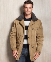 Don't collar yourself into one cool-weather look. This London Fog coat has a removable sherpa collar to give you a quick-change style option. Don't collar yourself into one cool-weather look. This London Fog coat has a removable sherpa collar to give you a quick-change style option.