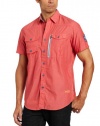 Nautica Men's Short Sleeve Yarn Dyed Solid Fisherman Shirt, Sailor Red, Small