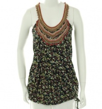 American Rag Crochet Neck Top Classic Black Multi X-Small American Rag Crochet Neck Top Classic Black Multi X-Small