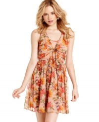 Pretty in print: gauzy, floral print and a unique tie-front design makes this twirly, a-line dress from American Rag magically femme! Pretty in print: gauzy, floral print and a unique tie-front design makes this twirly, a-line dress from American Rag magically femme!