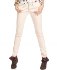 Add a bit of gloss to your look! American Rag's five-pocket jeans sport skinny leg design and a slick, sateen finish. Add a bit of gloss to your look! American Rag's five-pocket jeans sport skinny leg design and a slick, sateen finish.