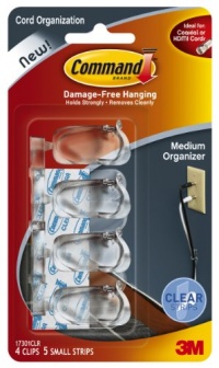 Command Medium Cord Clips, Clear, 4-Clip Command Medium Cord Clips, Clear, 4-Clip