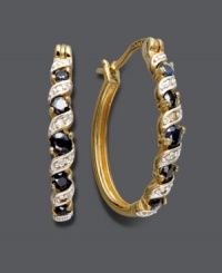 A simple twist makes a stylish impact. Victoria Townsend's hoop earrings highlight round-cut sapphires (3/4 ct. t.w.) accented by sparkling diamonds. Crafted in 18k gold over sterling silver. Approximate diameter: 1 inch.