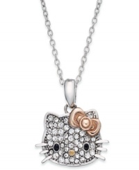 Cuteness, front and center. Hello Kitty's sterling silver necklace features a pave crystal pendant of the famed character for a fun fashion touch. Approximate length: 18 inches. Approximate drop: 3/4 inch. Cuteness, front and center. Hello Kitty's sterling silver necklace features a pave crystal pendant of the famed character for a fun fashion touch. Approximate length: 18 inches. Approximate drop: 3/4 inch.