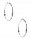 GUESS Silver-Tone Rhinestone Twisted Hoop Earr, SILVER