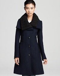 A luxe cashmere collar and decorative belt with double leather trim give the Mackage jacket on-trend caché this season. A luxe cashmere collar and decorative belt with double leather trim give the Mackage jacket on-trend caché this season.
