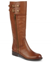 A versatile style that will remain timeless for seasons to come. These tall riding boots from Franco Sarto feature zipper and buckle detailing and a classic round toe. A versatile style that will remain timeless for seasons to come. These tall riding boots from Franco Sarto feature zipper and buckle detailing and a classic round toe.