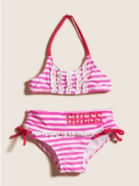 GUESS Stripe Bikini with Ruffles, PINK (24M)