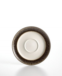 More than meets the eye, Denby's Praline wide-rimmed saucer boasts standout durability in addition to style. With a distinct silhouette in casual stoneware and unique speckled glaze. More than meets the eye, Denby's Praline wide-rimmed saucer boasts standout durability in addition to style. With a distinct silhouette in casual stoneware and unique speckled glaze.