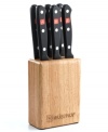 Finely crafted, razor-sharp steak knives are an investment worth making. Stamped of quality high-carbon stainless steel by Wusthof's skilled craftsmen, these knives are stain and rust resistant and hold a sharp edge. Set of six includes a handsome wooden storage block for protection and presentation. Lifetime warranty.