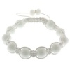 Hot 10mm White Solid Crystal Ball Mens Jewelry Adjustable Bracelet