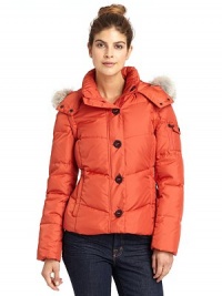 THE LOOKRemovable fur-trimmed hoodStand collarFront zip with button closureFlap pocket with snap closure and zip pocket on sleeveDual zip pocketsInner zip pocketsTHE FITAbout 21 from shoulder to hemTHE MATERIALBody: polyesterFill: down/waterfowl feathersFur: coyoteFully linedCARE & ORIGINMachine washImportedFur origin: USAModel shown is 5'10 (177cm) wearing US size Small. THE LOOKRemovable fur-trimmed hoodStand collarFront zip with button closureFlap pocket with snap closure and zip pocket on sleeveDual zip pocketsInner zip pocketsTHE FITAbout 21 from shoulder to hemTHE MATERIALBody: polyesterFill: down/waterfowl feathersFur: coyoteFully linedCARE & ORIGINMachine washImportedFur origin: USAModel shown is 5'10 (177cm) wearing US size Small.