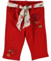 GUESS Kids Girls Baby Girl Embroidered Heart Pants (12-24, RED (24M)