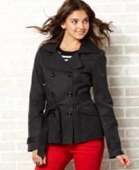 Neat details make this belted trench coat from Maralyn & Me a total must-have. Check out the attached hood -- and the bevy of pockets to stash your cash! Neat details make this belted trench coat from Maralyn & Me a total must-have. Check out the attached hood -- and the bevy of pockets to stash your cash!