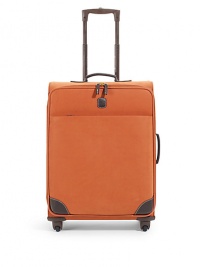 THE LOOKFour-wheel spinner trolleyLeather side and top handleRetractable locking handleRemovable luggage tagOne outside zip compartmentZip-around closureOne inside mesh compartmentInterior cross straps for organized packingTHE MEASUREMENTTop and side handles, 1 dropLocking handle, 17 drop17W X 25H X 9DTHE MATERIALPVCLeather trimFully linedORIGINImported THE LOOKFour-wheel spinner trolleyLeather side and top handleRetractable locking handleRemovable luggage tagOne outside zip compartmentZip-around closureOne inside mesh compartmentInterior cross straps for organized packingTHE MEASUREMENTTop and side handles, 1 dropLocking handle, 17 drop17W X 25H X 9DTHE MATERIALPVCLeather trimFully linedORIGINImported