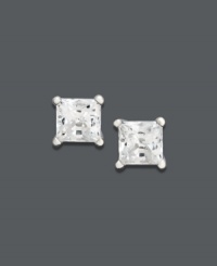 Square off on style that shines. These stunning stud earrings feature princess-cut diamonds (1/2 ct. t.w.) that shine in a 14k white gold post setting. Approximate diameter: 1/8 inch. Square off on style that shines. These stunning stud earrings feature princess-cut diamonds (1/2 ct. t.w.) that shine in a 14k white gold post setting. Approximate diameter: 1/8 inch.