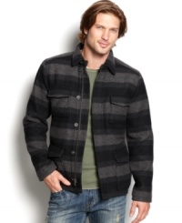 Wear it as a light jacket or a heavy shirt, either way this Lucky Brand Jeans striped jacket will have you bundled up in stylish warmth. Wear it as a light jacket or a heavy shirt, either way this Lucky Brand Jeans striped jacket will have you bundled up in stylish warmth.