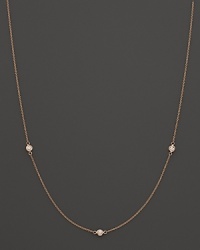 Lisa Nik 18K Rose Gold 0.12 Ct. Diamond Station Necklace, 17 Lisa Nik 18K Rose Gold 0.12 Ct. Diamond Station Necklace, 17
