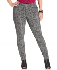 Printed denim is all the rage this season, so score Lucky Brand Jeans' plus size skinny jeans-- the snakeskin design is super-sexy! Printed denim is all the rage this season, so score Lucky Brand Jeans' plus size skinny jeans-- the snakeskin design is super-sexy!
