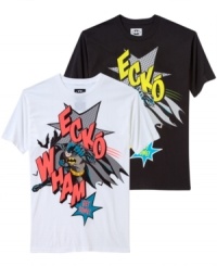 Go retro. This Ecko Unltd shirt takes comic-book cool to new heights with this old-school Batman tee. Go retro. This Ecko Unltd shirt takes comic-book cool to new heights with this old-school Batman tee.