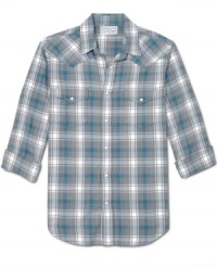 Lucky Brand takes plaid flannel and uses all the old-time details-snap fasteners, a pointed front yoke, chest pockets-to create Jesse, a shirt with modern cowboy cool. Lucky Brand takes plaid flannel and uses all the old-time details-snap fasteners, a pointed front yoke, chest pockets-to create Jesse, a shirt with modern cowboy cool.