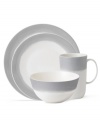 Effortlessly chic, the Simplicity Ombre place setting by Vera Wang Wedgwood features soft bands of gray in casual white porcelain. Mix with Simplicity Gray and Cream dinnerware for distinct, modern allure.