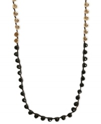 Lucky Brand sets the tone - twice - with this strand necklace. Crafted from gold-tone mixed metal and semi-precious reconstituted calcite, the necklace gives wearers double the color palette. Approximate length: 33-1/2 inches. Lucky Brand sets the tone - twice - with this strand necklace. Crafted from gold-tone mixed metal and semi-precious reconstituted calcite, the necklace gives wearers double the color palette. Approximate length: 33-1/2 inches.