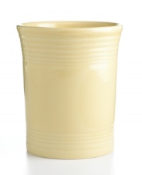 Keep essential kitchen tools within reach in the vibrant Fiesta utensil crock. With a subtly ribbed texture and array of fun mix-and-match colors to cheer up your countertop. Keep essential kitchen tools within reach in the vibrant Fiesta utensil crock. With a subtly ribbed texture and array of fun mix-and-match colors to cheer up your countertop.