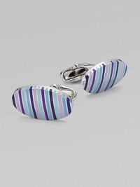 Signature stripes defines these handsomely crafted enamel cufflinks.90% copper/10% zinc1 x ½Imported Signature stripes defines these handsomely crafted enamel cufflinks.90% copper/10% zinc1 x ½Imported