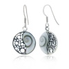 Sterling Silver Shiva's Eye Swirl Shell Yin Yang Symbol Earrings for Women