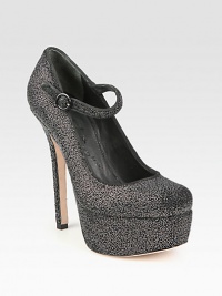 Glittery fabric with intricate beading transforms this tall platform silhouette into the ultimate pick-me-up pump. Self-covered heel, 5¾ (145mm)Covered platform, 1¾ (45mm)Compares to a 4 heel (100mm)Glitter-beaded fabric upper with allover beadingAdjustable ankle strapLeather lining and solePadded insoleImported Glittery fabric with intricate beading transforms this tall platform silhouette into the ultimate pick-me-up pump. Self-covered heel, 5¾ (145mm)Covered platform, 1¾ (45mm)Compares to a 4 heel (100mm)Glitter-beaded fabric upper with allover beadingAdjustable ankle strapLeather lining and solePadded insoleImported