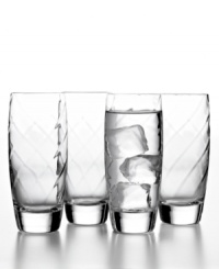 Brilliant by design. Rendered in Luigi Bormioli's proprietary glass formula, Canaletto highball glasses feature a beautiful optic twirl and thick shams boasting extraordinary clarity. Brilliant by design. Rendered in Luigi Bormioli's proprietary glass formula, Canaletto highball glasses feature a beautiful optic twirl and thick shams boasting extraordinary clarity.