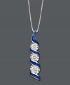 Add a sweep of sparkling style to your neckline. Sirena's beautiful three stone pendant features round-cut diamonds (1/4 ct. t.w.) set in 14k white gold with blue enamel accents. Approximate length: 18 inches. Approximate drop: 3/4 inch.