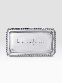This happy reminder to live life to the fullest is the perfect size to hold a gift check.Hand craftedAbout 6¾L X 3¾WRecycled aluminumWipe cleanImported This happy reminder to live life to the fullest is the perfect size to hold a gift check.Hand craftedAbout 6¾L X 3¾WRecycled aluminumWipe cleanImported