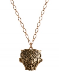 Good things come in trees. This owl locket necklace from Lucky Brand is crafted from gold-tone mixed metal with semi-precious turquoise accents adding a colorful touch. Item comes packaged in a signature Lucky Brand Box. Approximate length: 32 inches + 2-inch extender. Approximate drop: 1-5/8 inches. Good things come in trees. This owl locket necklace from Lucky Brand is crafted from gold-tone mixed metal with semi-precious turquoise accents adding a colorful touch. Item comes packaged in a signature Lucky Brand Box. Approximate length: 32 inches + 2-inch extender. Approximate drop: 1-5/8 inches.