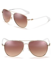 Classic aviator sunglasses with gradient lenses, contrast arms and signature logo detail along temples. Classic aviator sunglasses with gradient lenses, contrast arms and signature logo detail along temples.